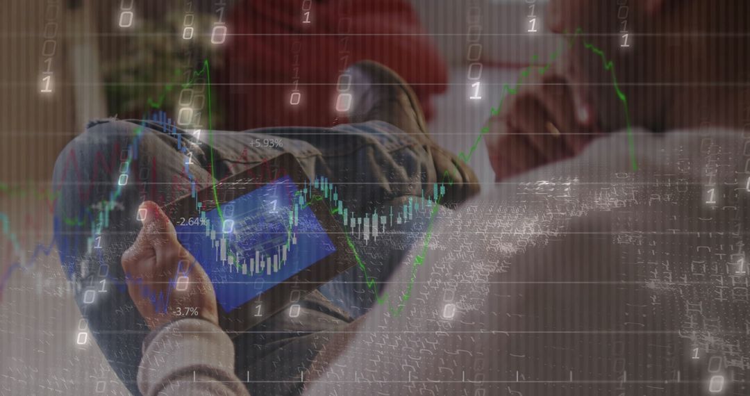 Man Relaxing with Smartphone Analyzing Financial Charts at Home