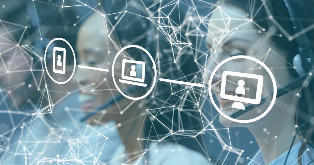 Customer Service Team Coordinating with Digital Interface Technology