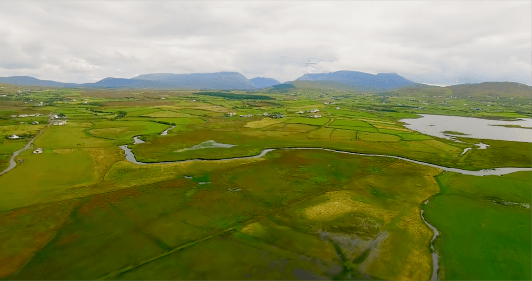 Idyllic Irish Countryside with Transparent Clouds
