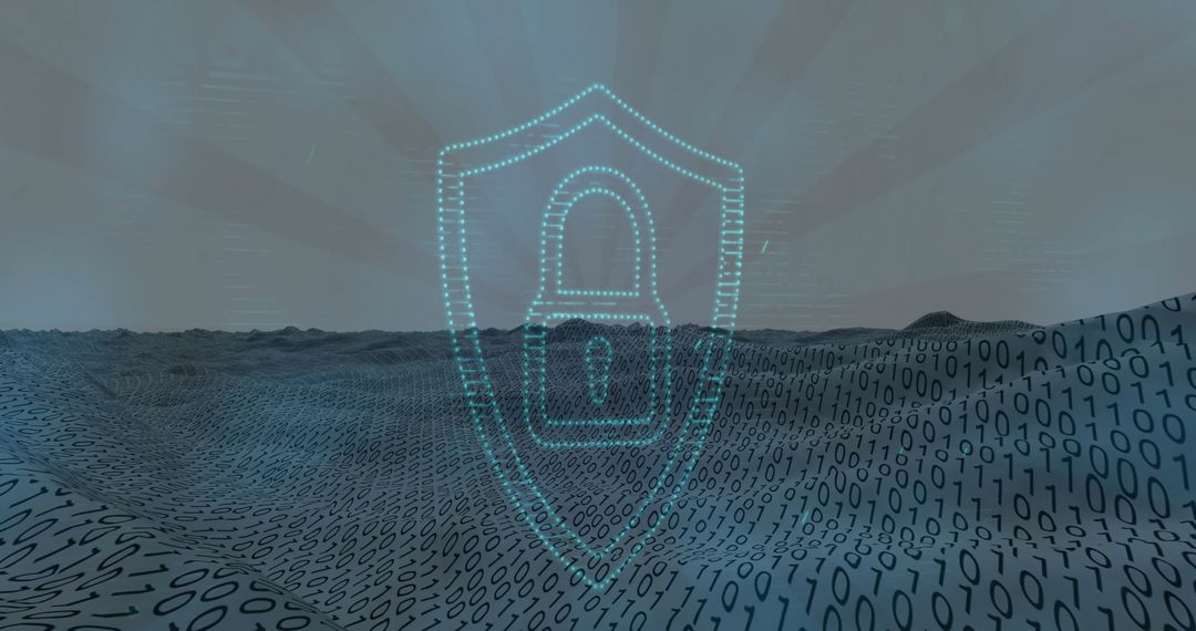 Cybersecurity Padlock Overlay on Digital Landscape