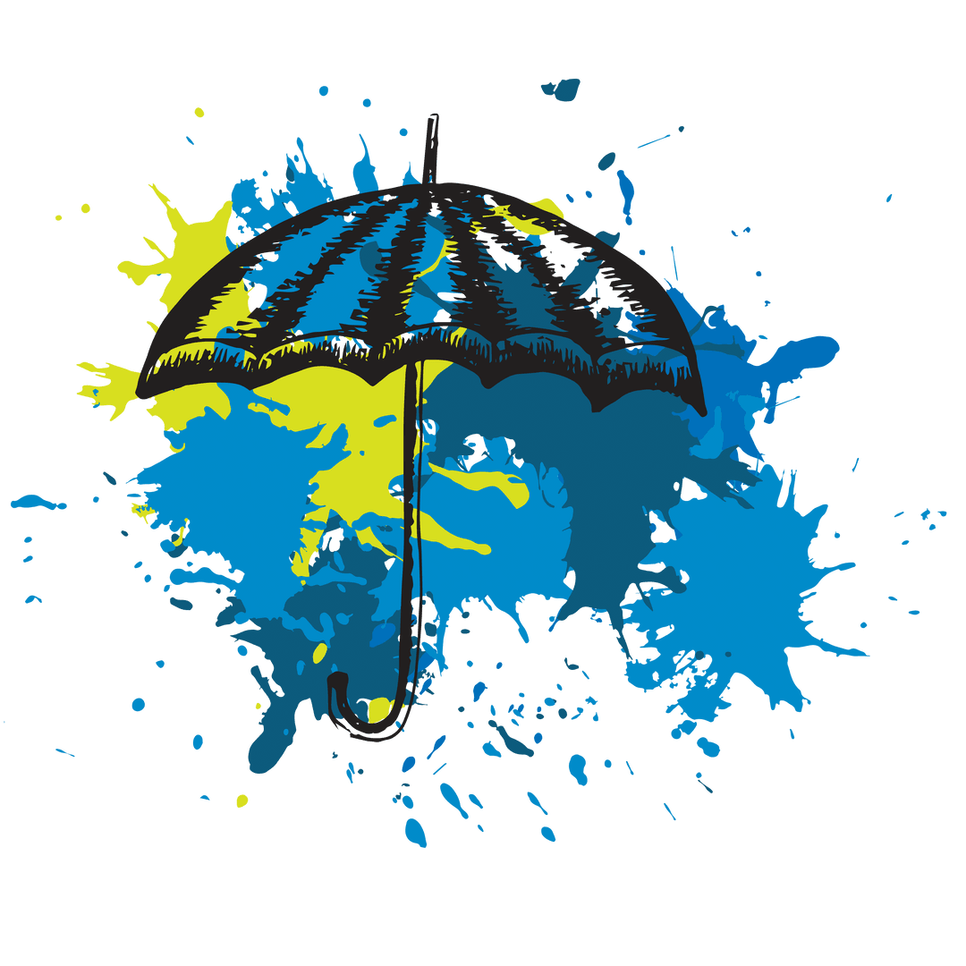 Colorful Splatter Umbrella Design on Transparent Background