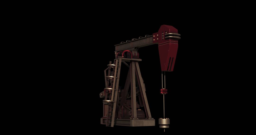 3D Rendered Industrial Oil Pump Jack on Solid Black Background - Free Images, Stock Photos and Pictures on Pikwizard.com