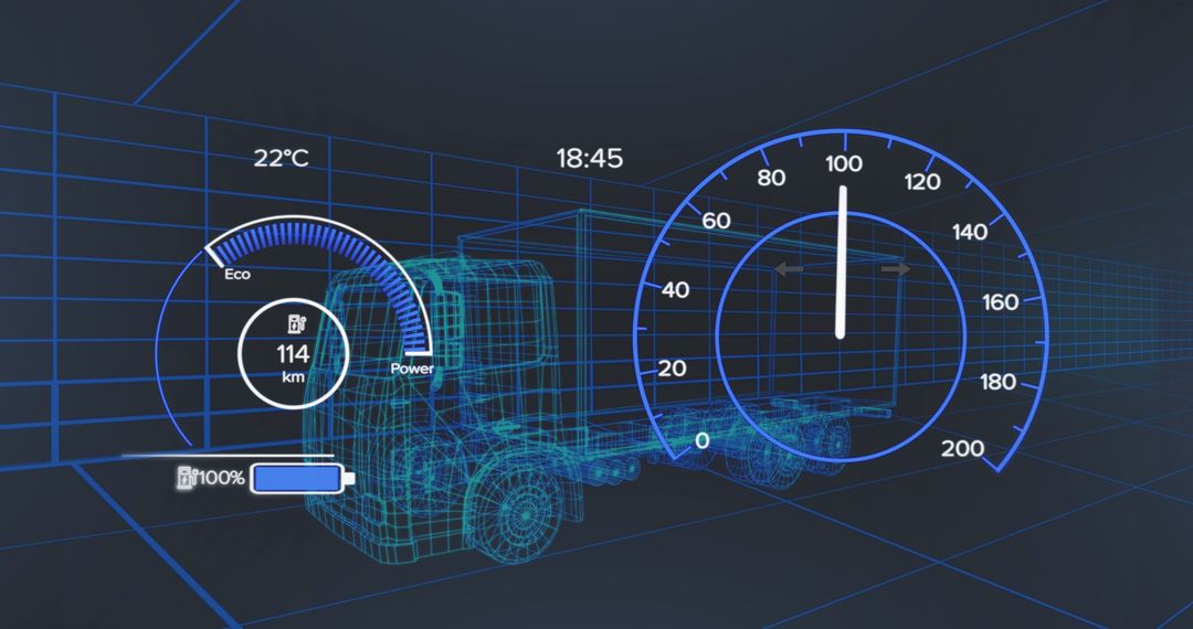Futuristic Vehicle Technology with Digital Gauges