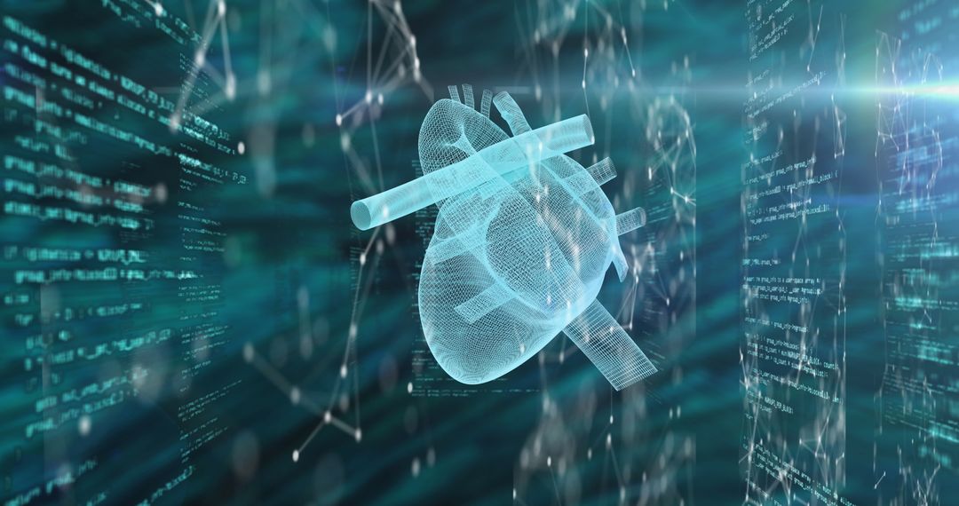 Futuristic Heart with Data Network Connection Art