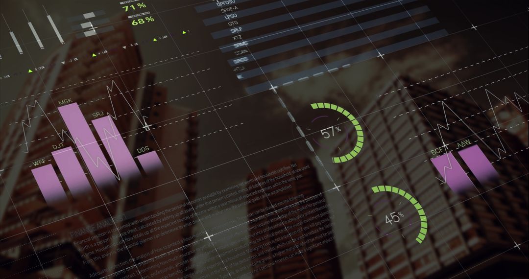 Infographic Interface Overlapping City Skyscrapers