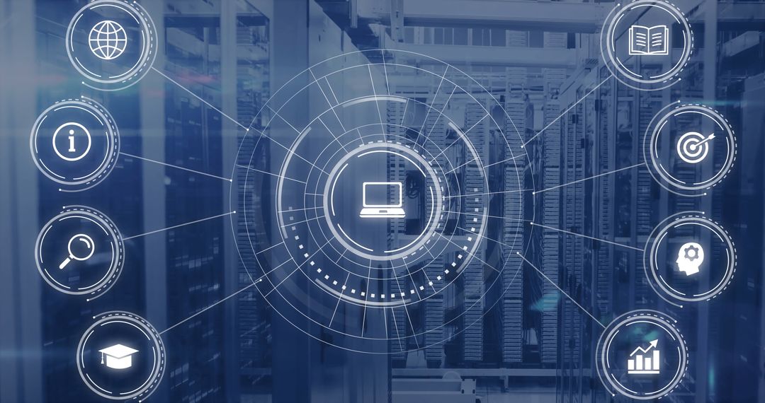Digital Network Connections and Data Processing Illustration
