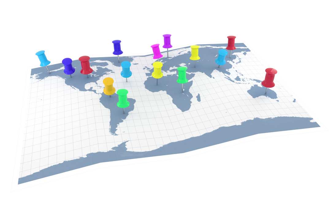 Colorful Pushpins on Transparent World Map - Download Free Stock Images Pikwizard.com