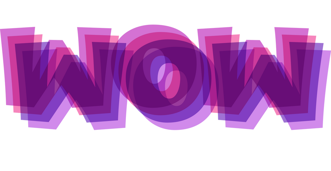 Transparent Purple WOW Text Banner with Shadow Effect on White Background - Download Free Stock Images Pikwizard.com