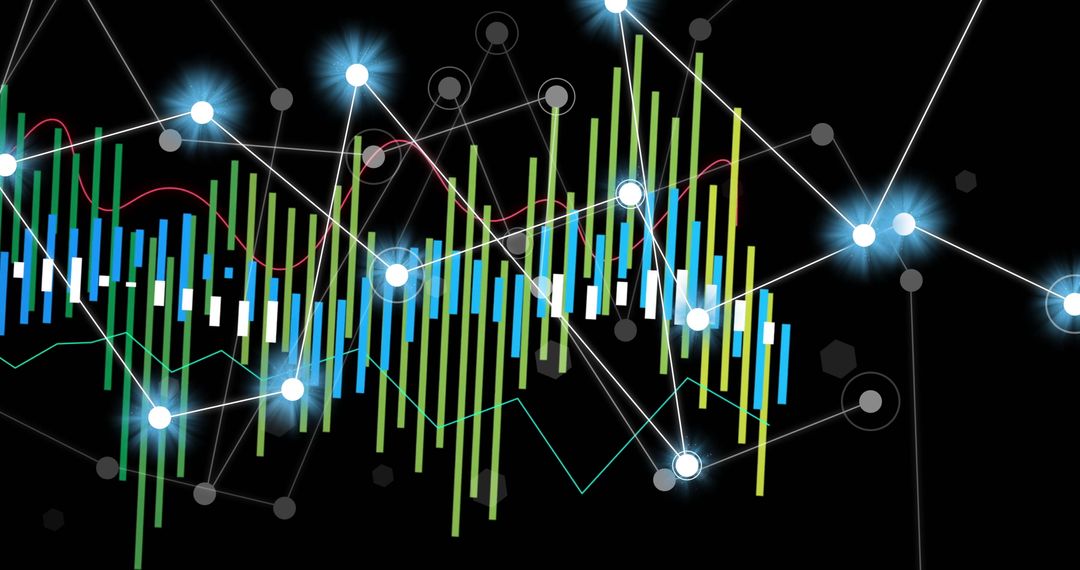 Abstract Digital Connections Over Analytics Graph Interface