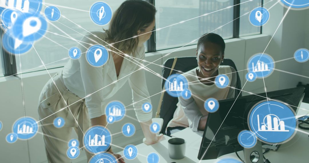 Diverse Colleagues Collaborating with Digital Interface