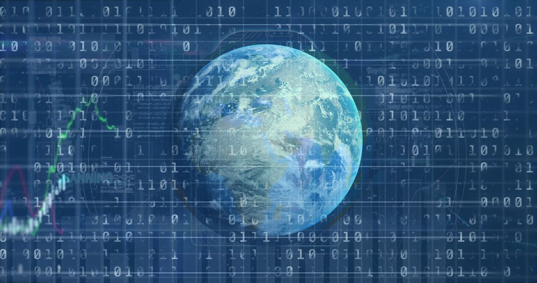 Global Business and Technology Concept with Digital Globe Overlay