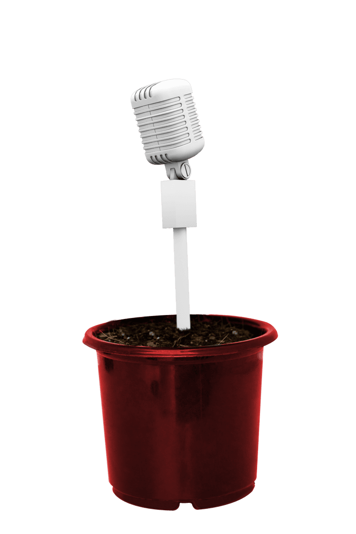 Microphone Growing in Red Flowerpot Transparent Background