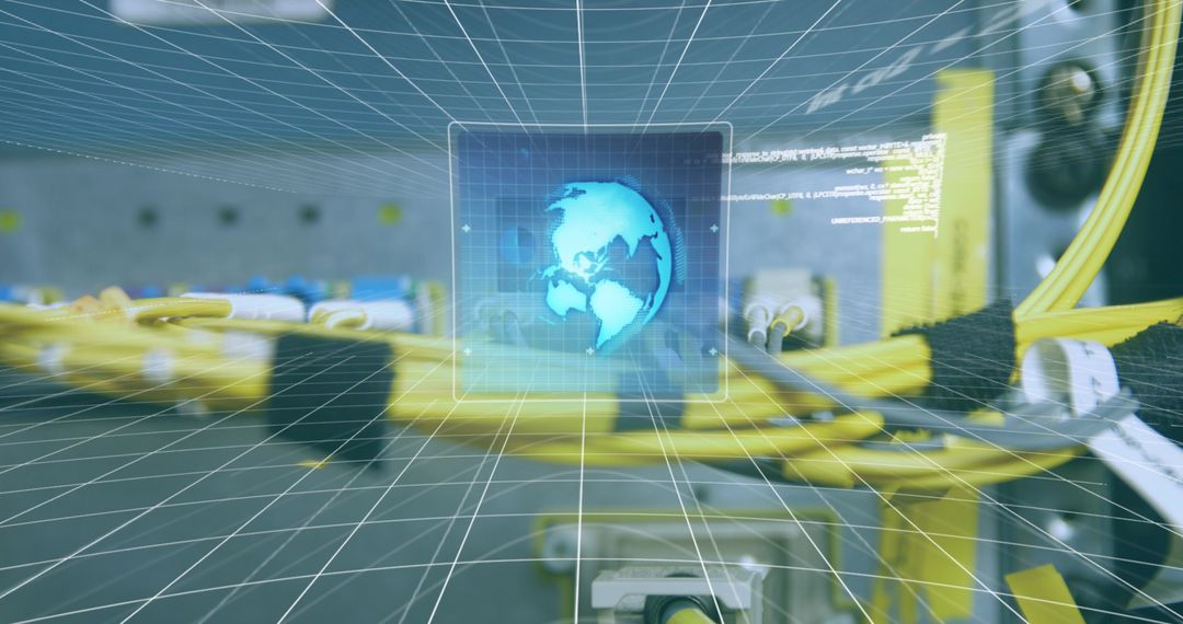 Digital interface in data center showcasing global connectivity