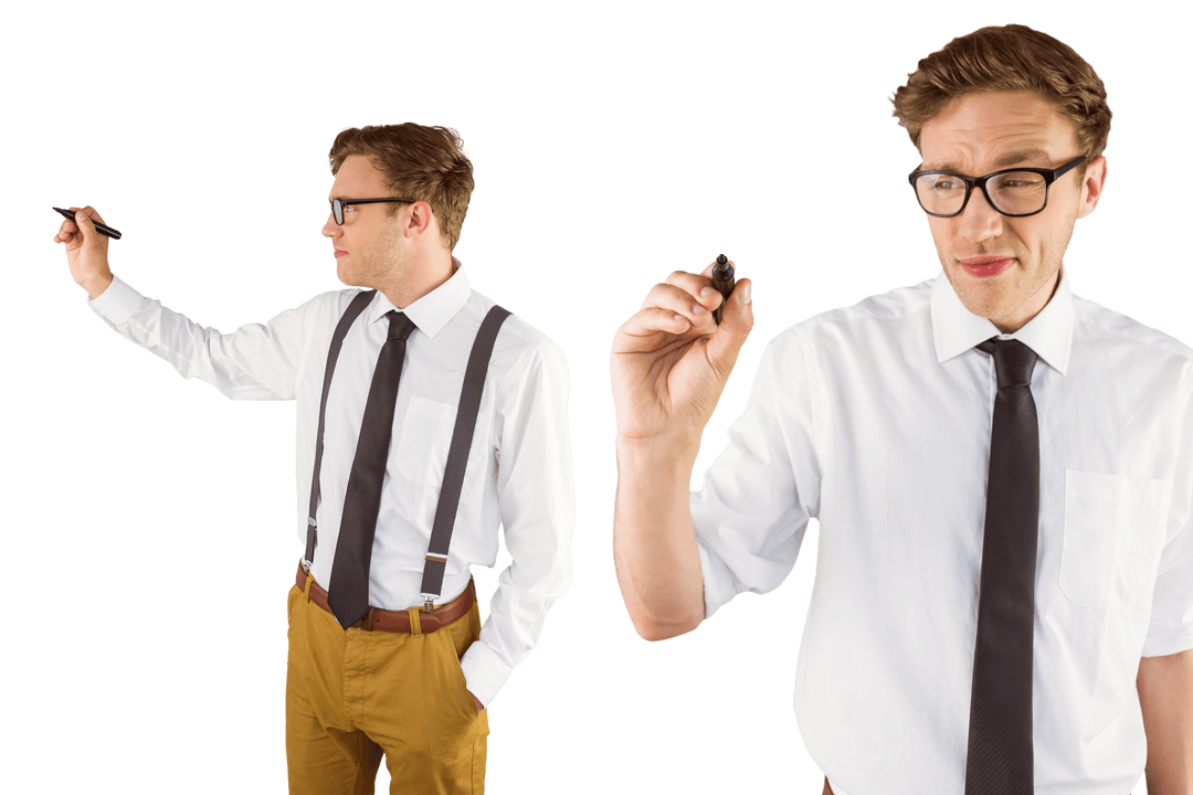 Transparent Background Business Men Working Together