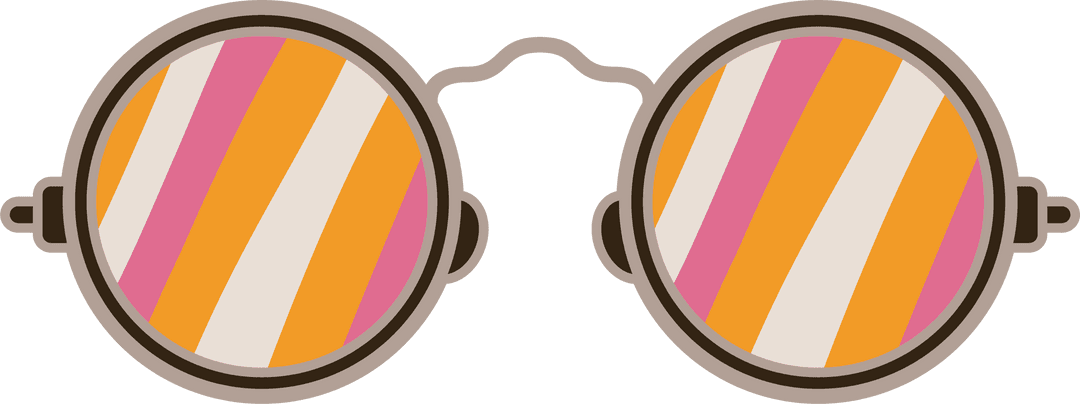 Colorful Retro Goggles with Striped Lenses on Transparent Background