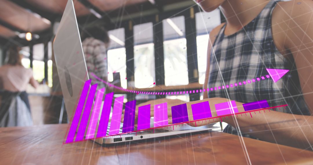 Analyzing Financial Statistics with Digital Graph Overlay in Modern Cafe