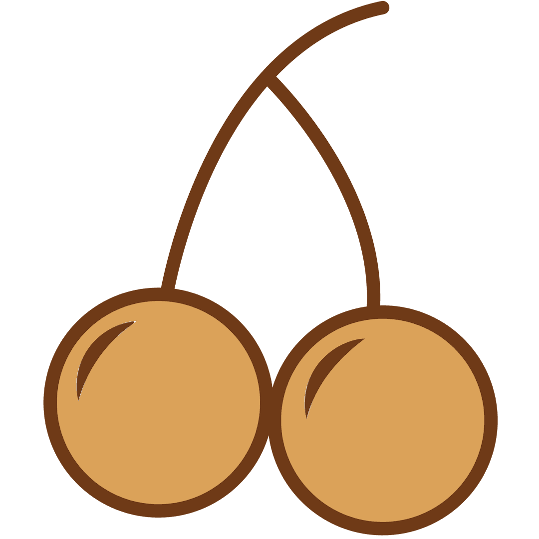 Transparent Brown Cherries Vector Icon on Transparent Background