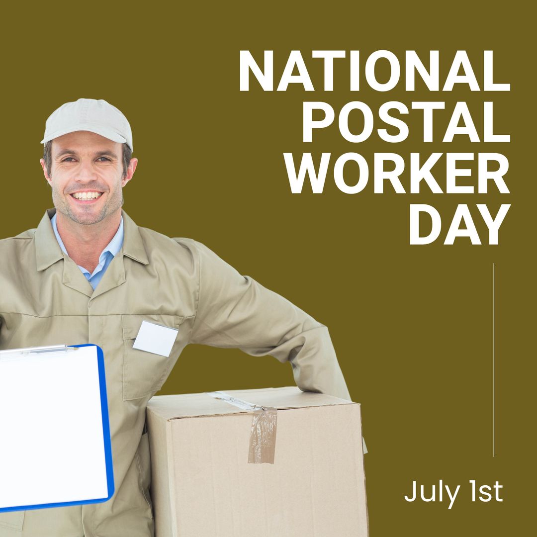 Smiling Delivery Worker Celebrates National Postal Worker Day