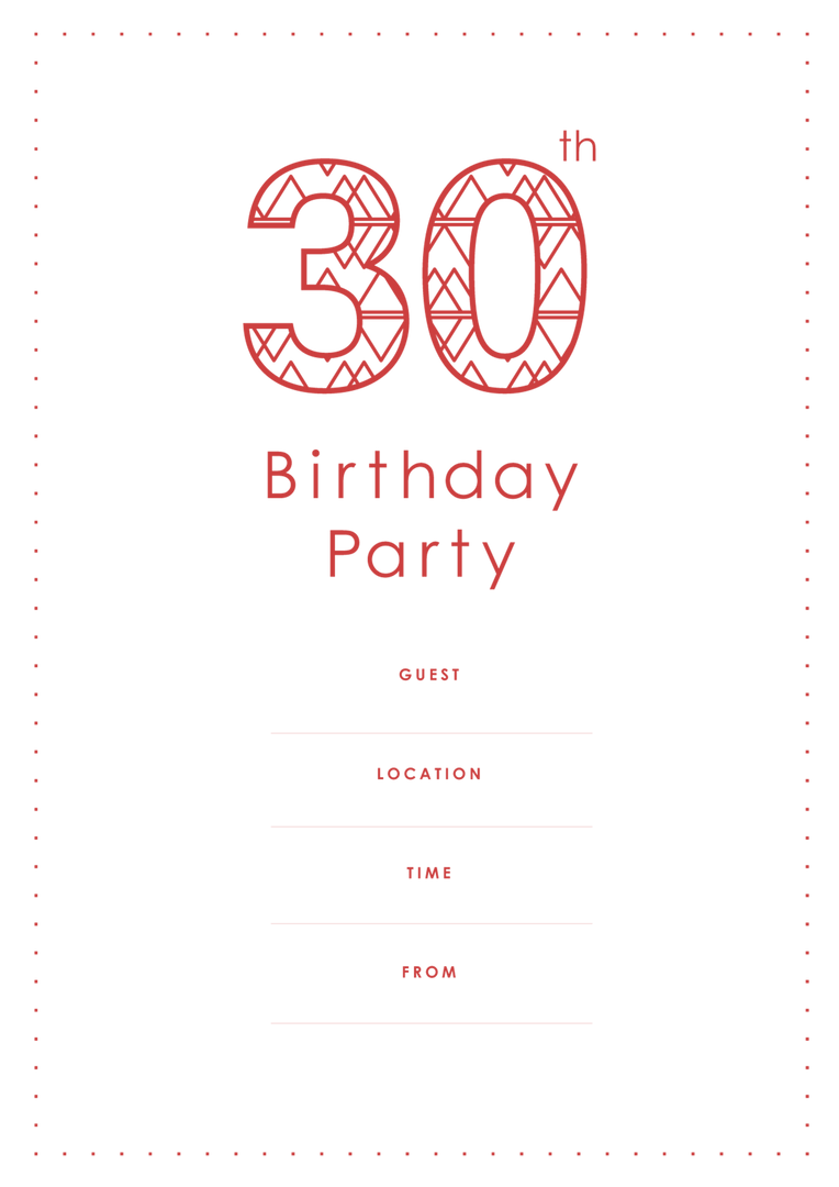 Elegant 30th Birthday Party Invitation with Transparent Background - Download Free Stock Images Pikwizard.com