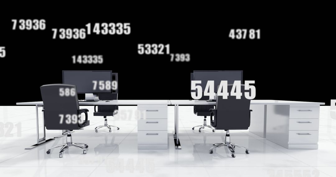 Digital Data Flow Across Futuristic Office Workspace