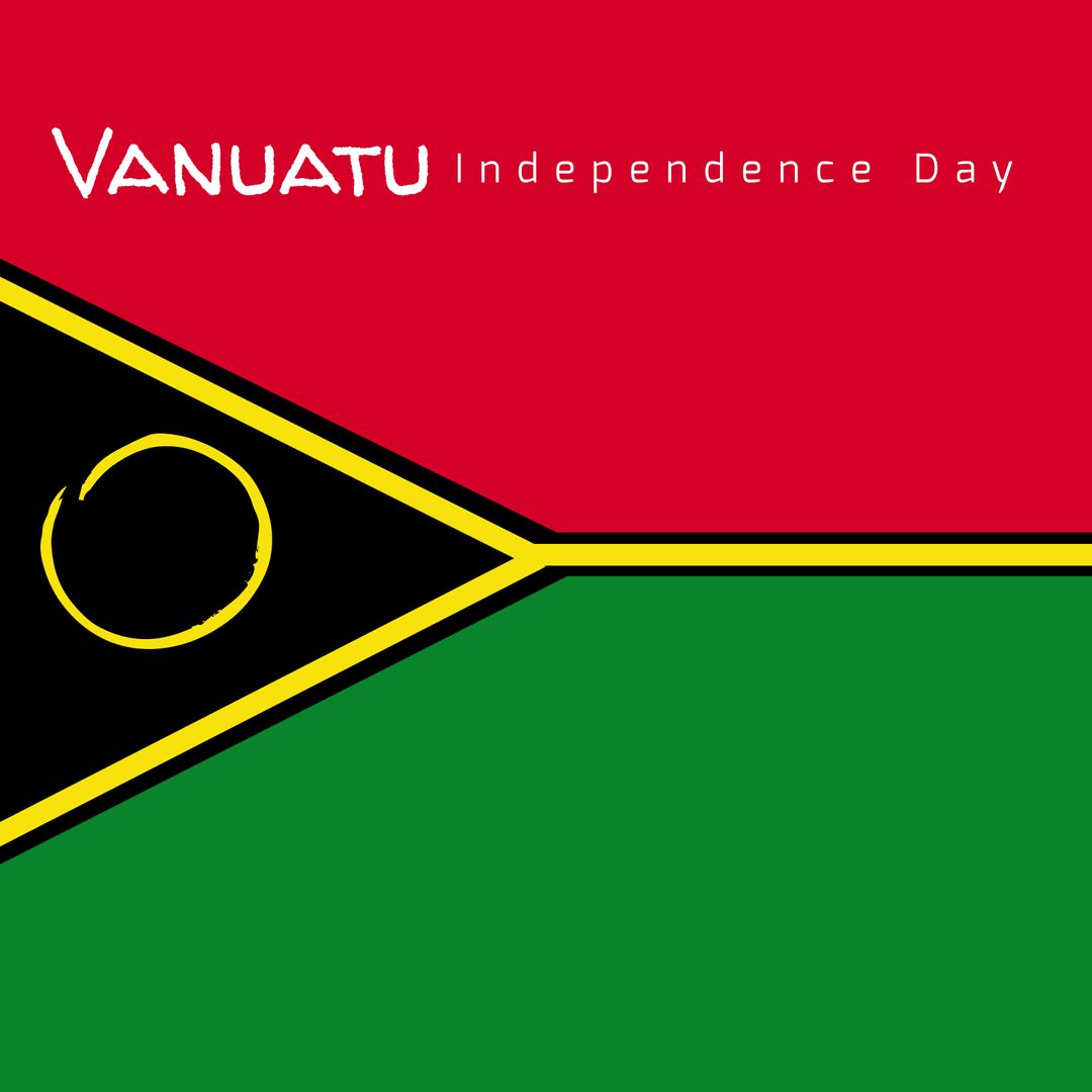 Vanuatu Independence Day Text Over National Flag Background