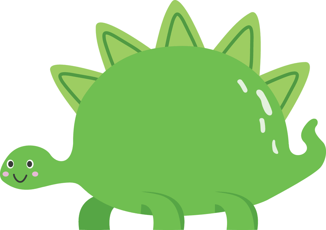 Smiling Green Dinosaur Illustration on Transparent Background