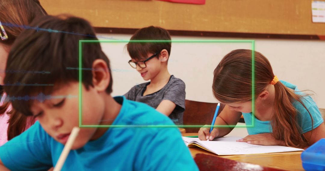 Schoolchildren Engaging in Learning with Digital Interface