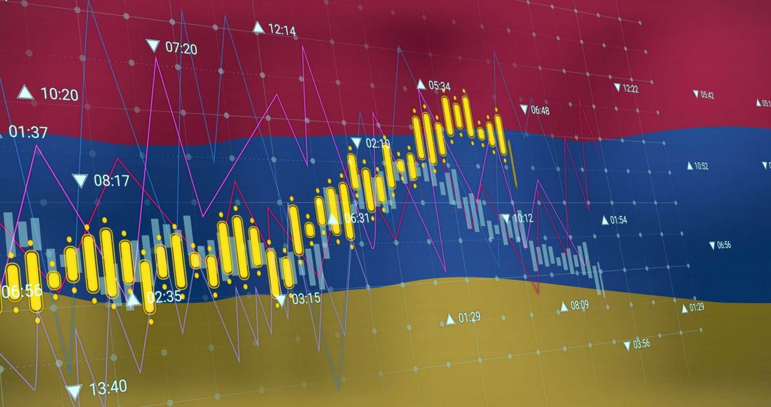 Financial Data Processing Over Armenian Flag Background