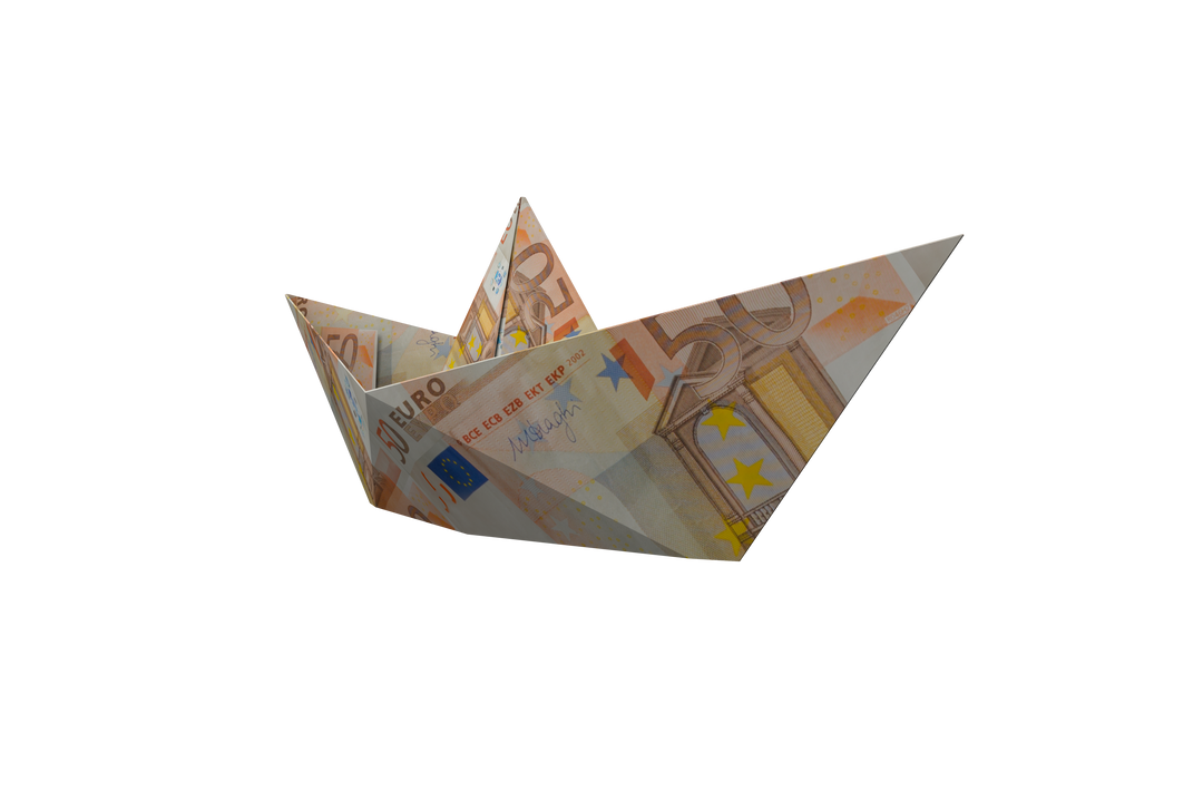 Transparent Euro Banknote Folded into Origami Boat Shape - Download Free Stock Images Pikwizard.com