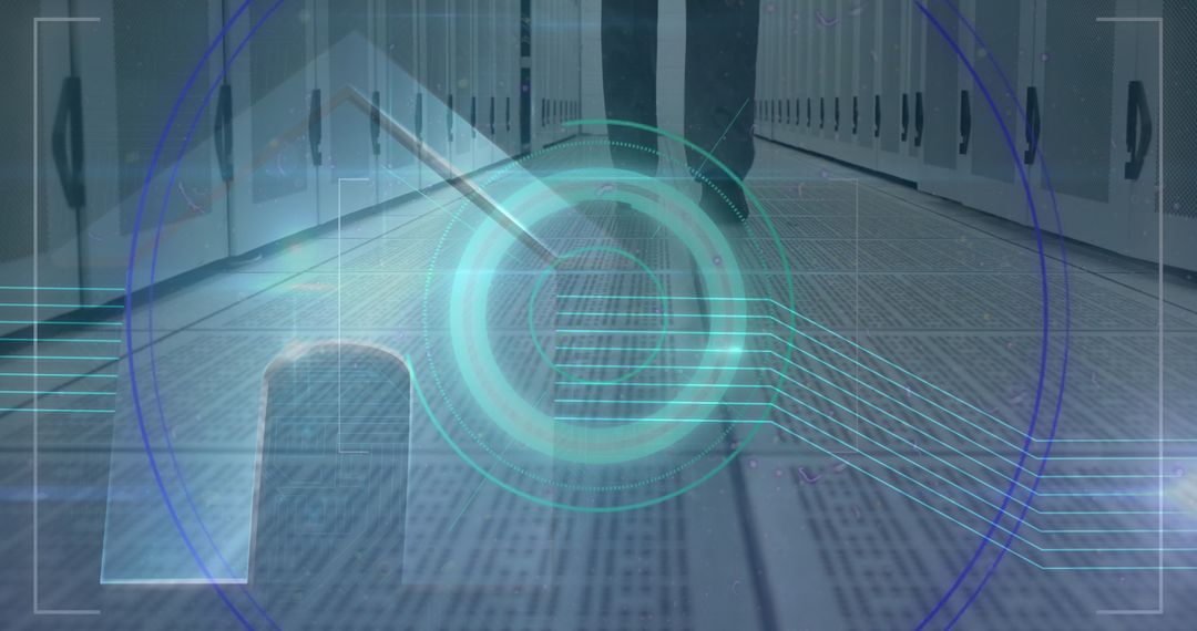 Futuristic Technology Concept with Digital Interface and Servers