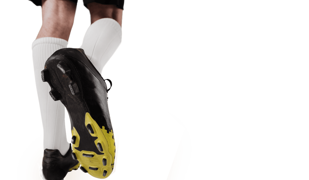Transparent Close-Up of Footballer's Legs with Cleats
