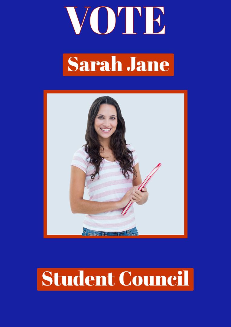 Vote Campaign Poster of Caucasian Woman for Student Council with Book - Download Free Stock Templates Pikwizard.com