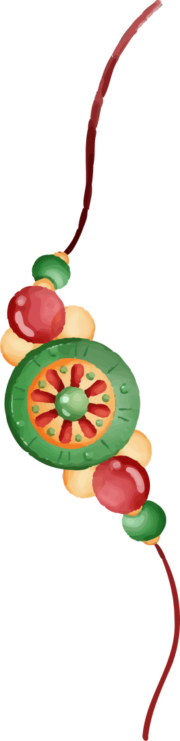 Colorful Traditional Beaded Ornament with Transparent Background