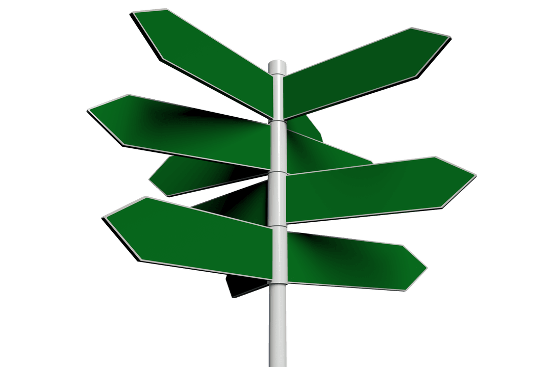 Transparent Green Directional Blank Signpost Arrows