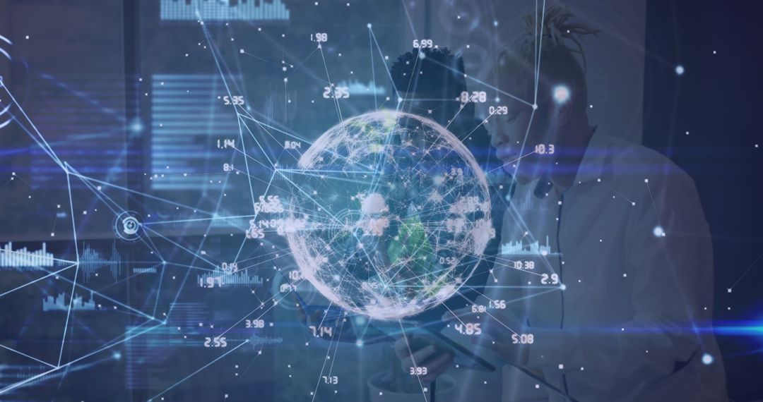 Digital Network and Global Connectivity Over Professionals