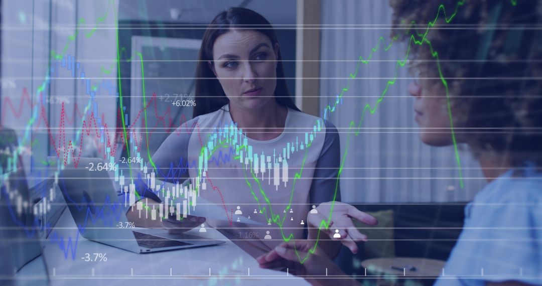 Business Analysis with Diverse Team and Digital Charts in Modern Office