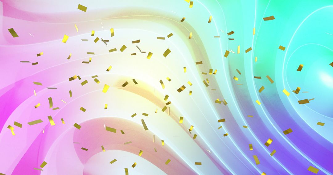 Golden Confetti Falling on Gradient Pastel Background