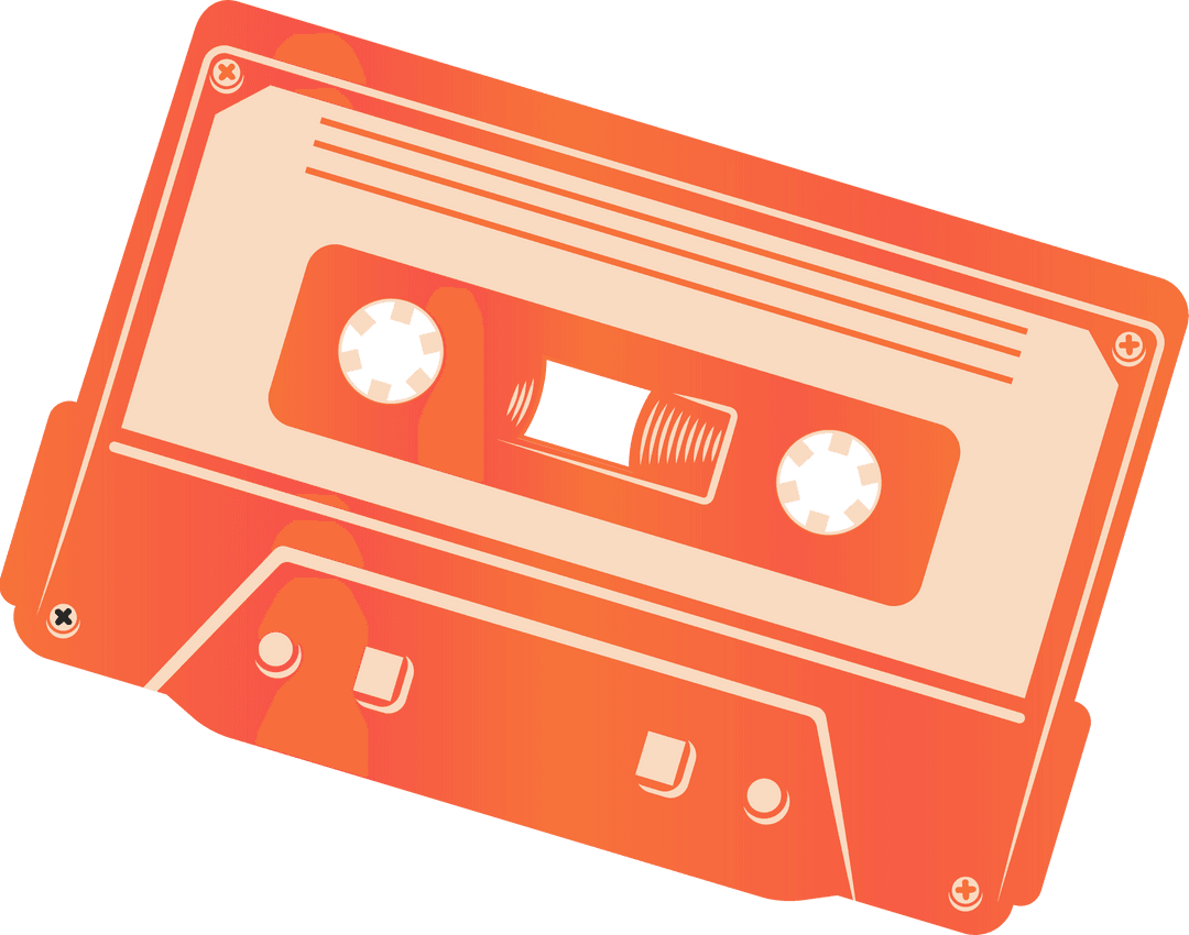 Retro Orange Gradient Cassette Tape - Transparent Background