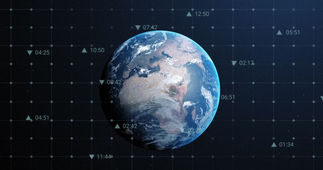 Futuristic Earth with Digital Time Codes in Space