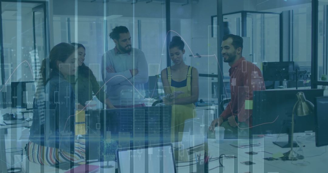 Business Team Analyzing Data Charts in Modern Office Setting