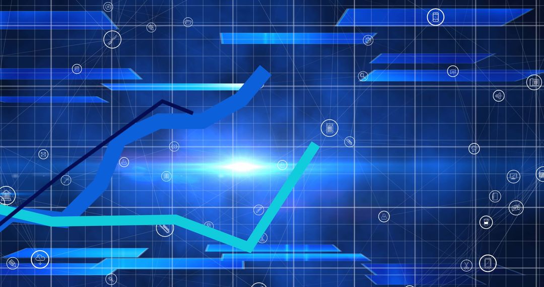 Abstract Digital Interface with Rising Graph Lines