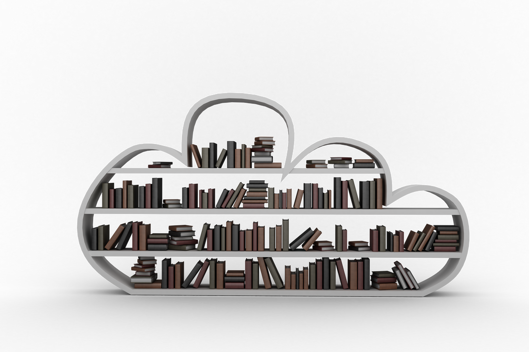 Transparent Illustration of Cloud Bookshelves with Books - Download Free Stock Images Pikwizard.com