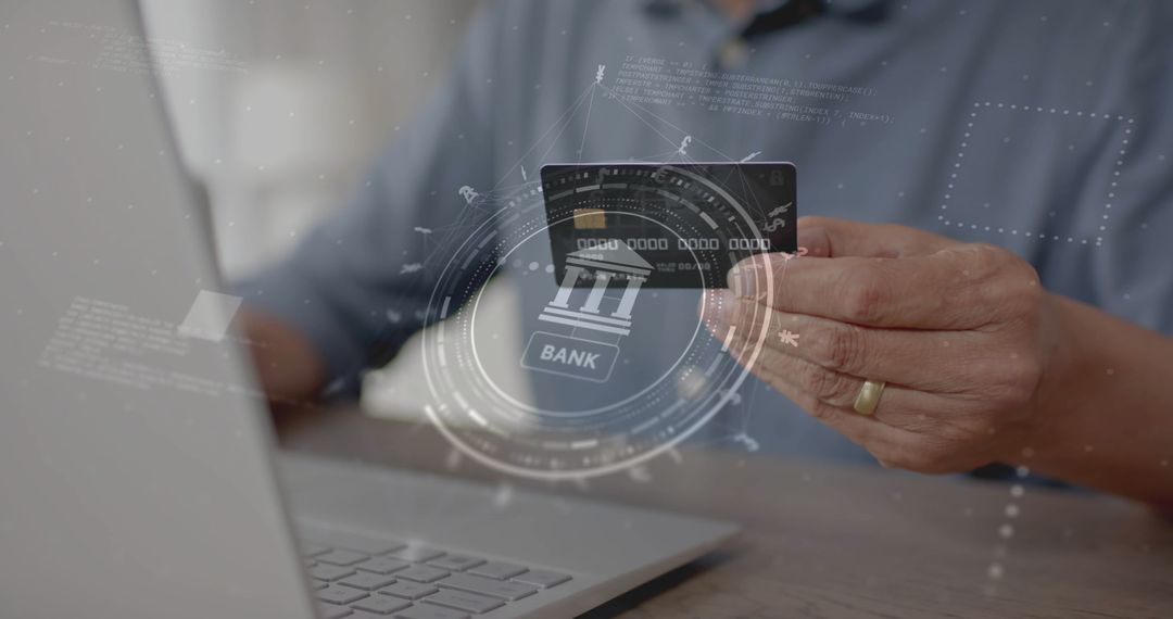 Man Engaged in Online Banking With Credit Card