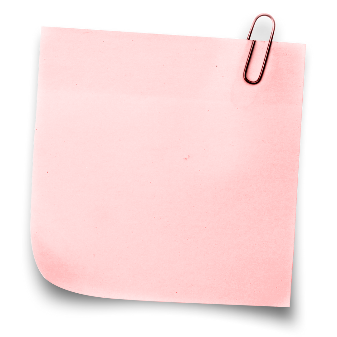 Blank Pink Sticky Note Aesthetic with Paper Clip, Transparent Background - Download Free Stock Images Pikwizard.com