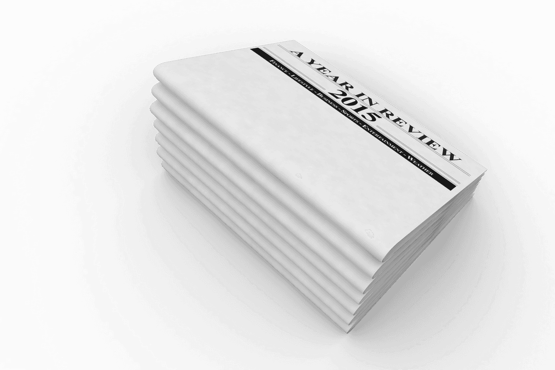 Digital Illustration of Year in Review Book on Transparent Background