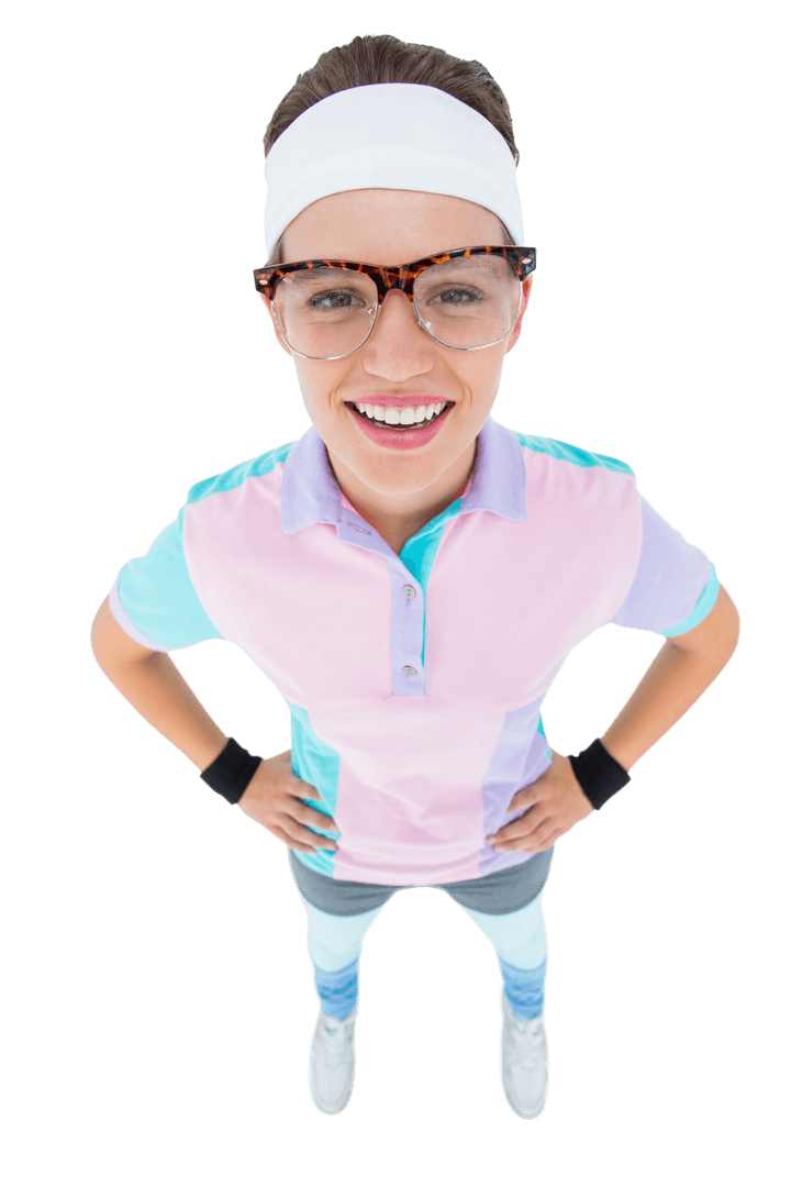 Transparent Young Hipster with Retro Fashion Look Smiling