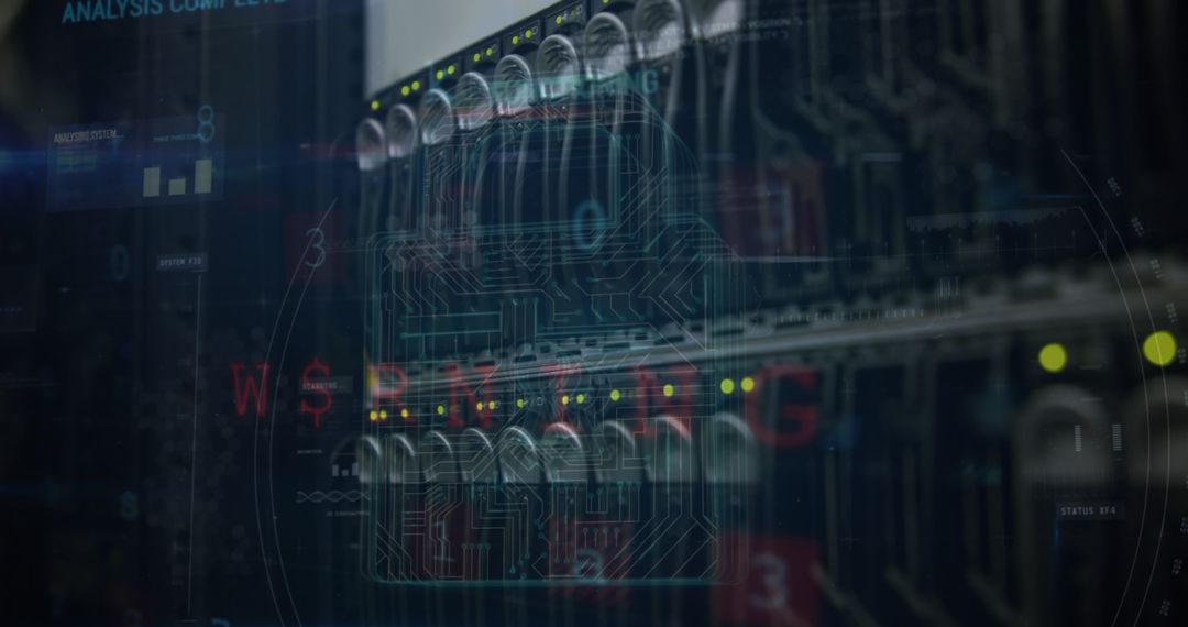 Digital Warning Interface Overlay on Computer Servers