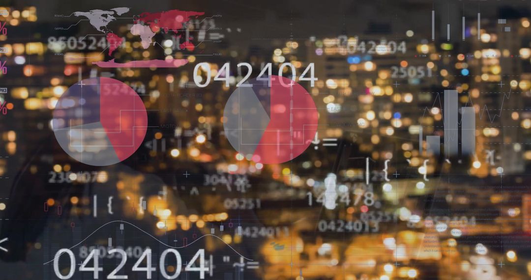 Global Financial Data Overlapping Urban Cityscape