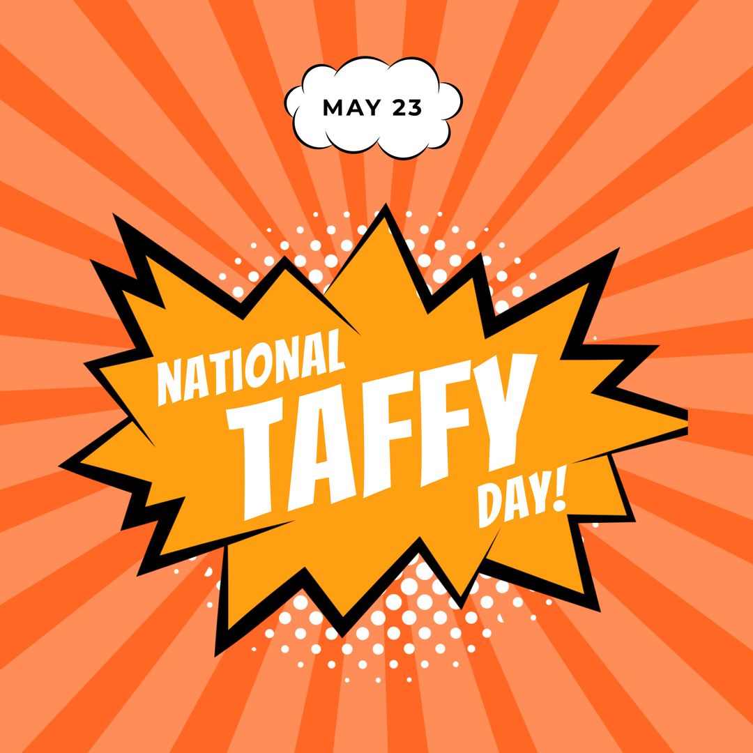 National Taffy Day Celebratory Cartoon Explosion Design in Orange - Download Free Stock Images Pikwizard.com