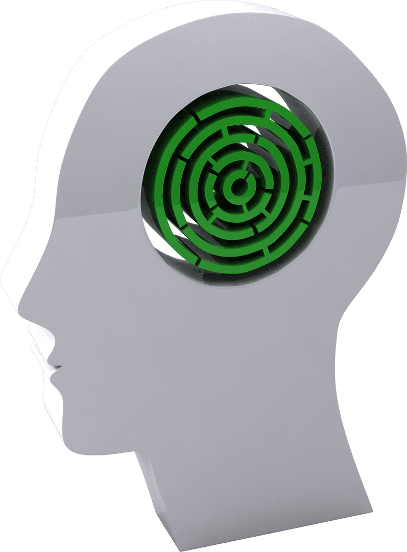 Transparent Head Shape with Green Maze Brain Concept